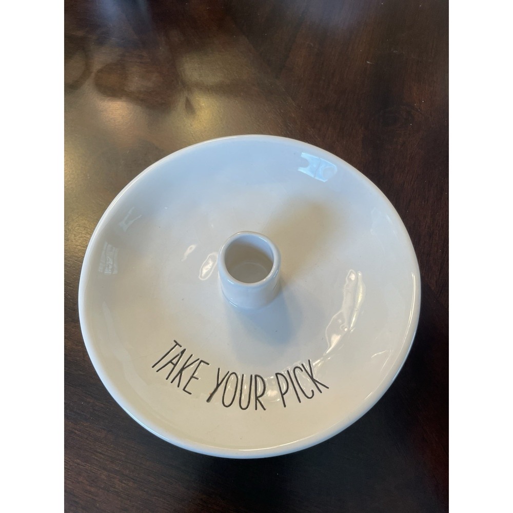Pier 1 Olive Cheese Toothpick Dish "Take Your Pick" 6 inch Dolomite